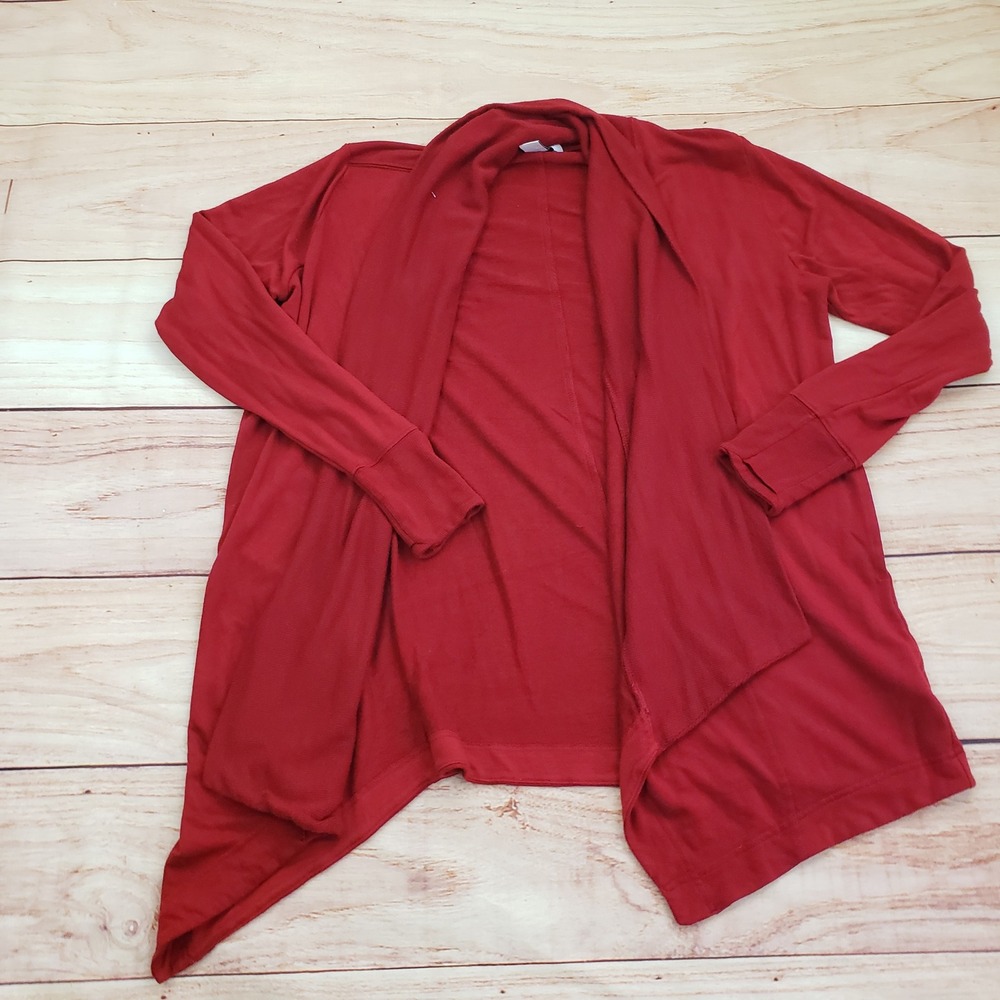 Athleta Sweater Womens XS Red Open Front Cardigan Lightweight Cozy Draped Ladies